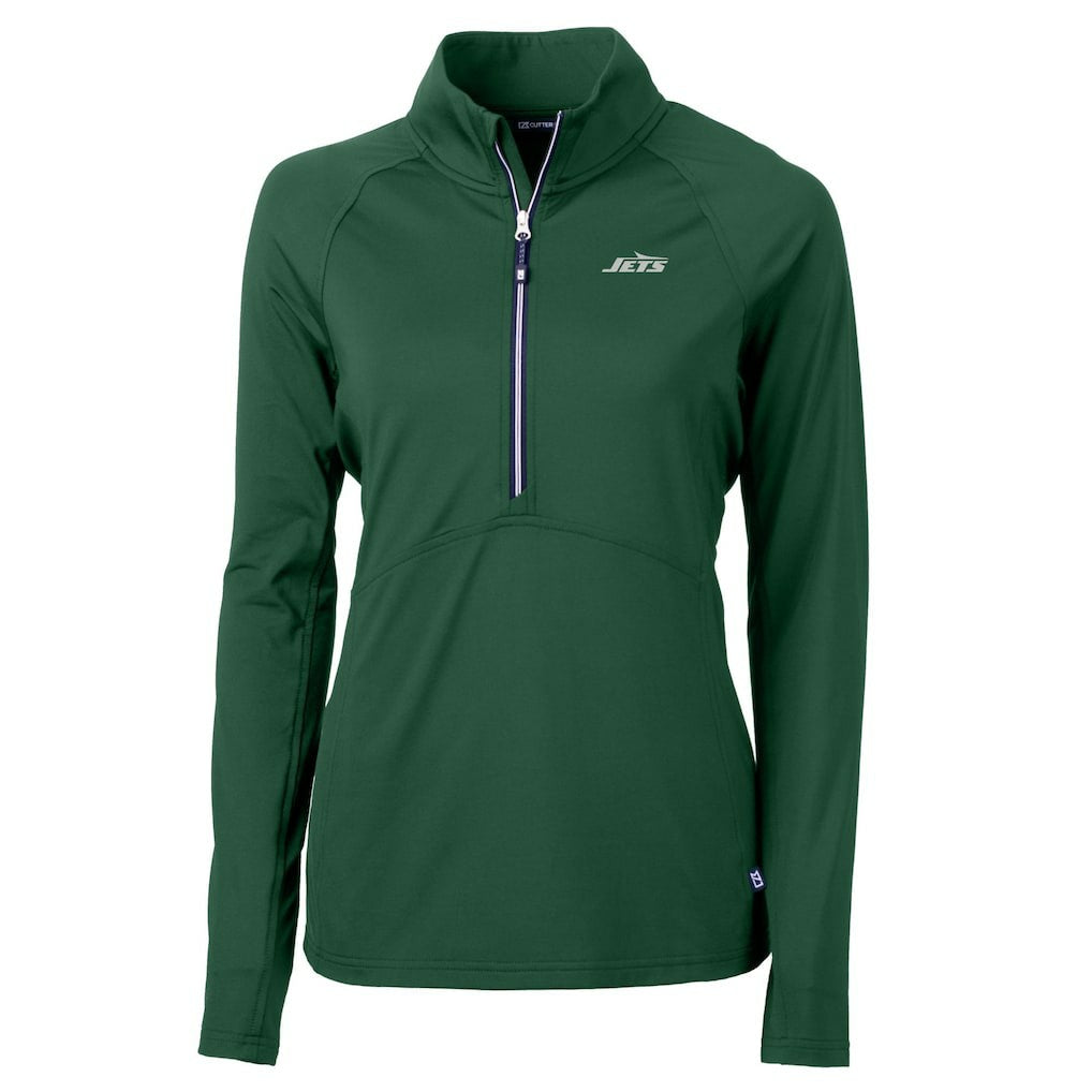 New York Jets  Cutter & Buck Women's Primary Logo DryTec Adapt Eco Knit Stretch Recycled Raglan Half-Zip Top