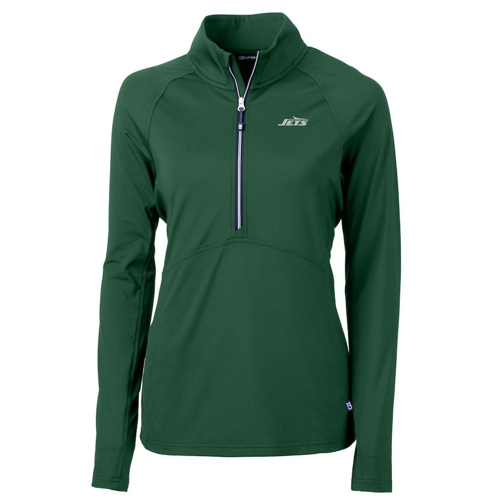 New York Jets  Cutter & Buck Women's Primary Logo DryTec Adapt Eco Knit Stretch Recycled Raglan Half-Zip Top