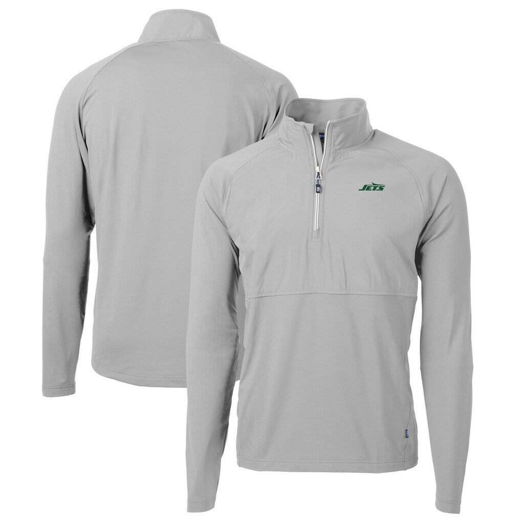 New York Jets  Cutter & Buck Primary Logo Adapt Eco Knit Hybrid Recycled Raglan Quarter-Zip Top