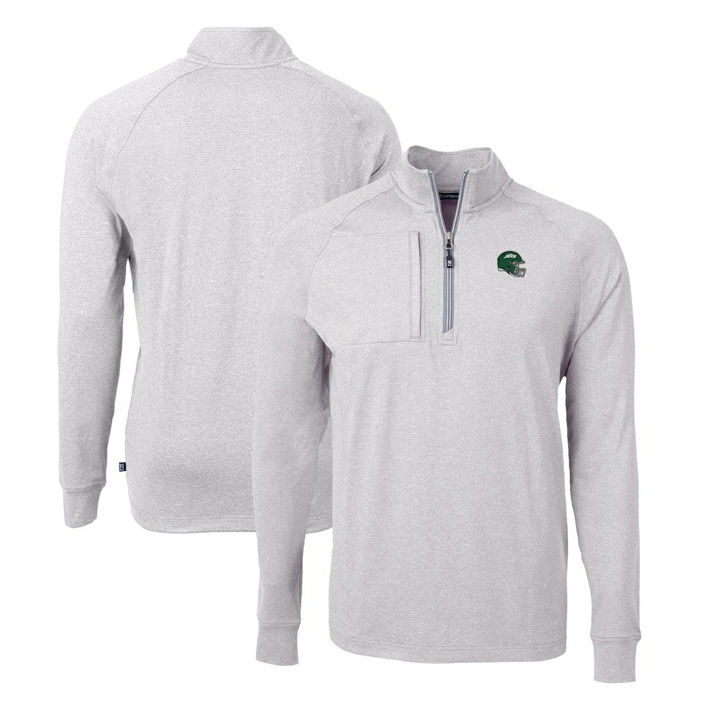 New York Jets  Cutter & Buck Helmet Adapt Eco Knit Quarter-Zip Top