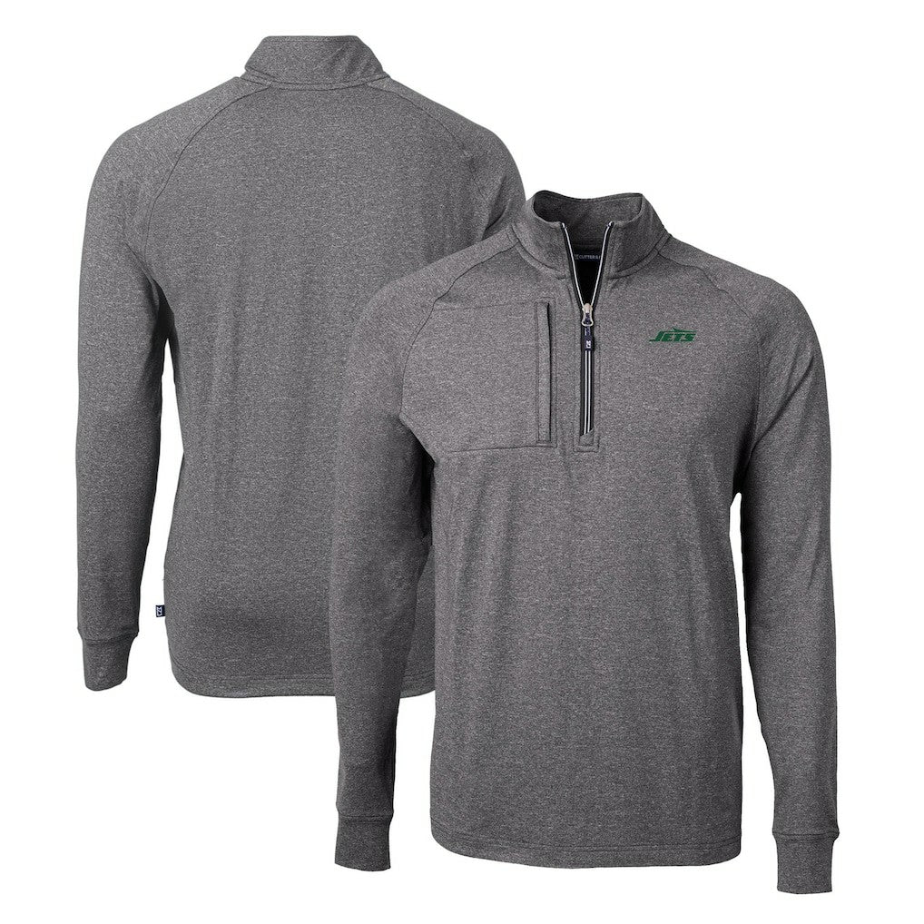 New York Jets  Cutter & Buck Primary Logo Adapt Eco Knit Quarter-Zip Top