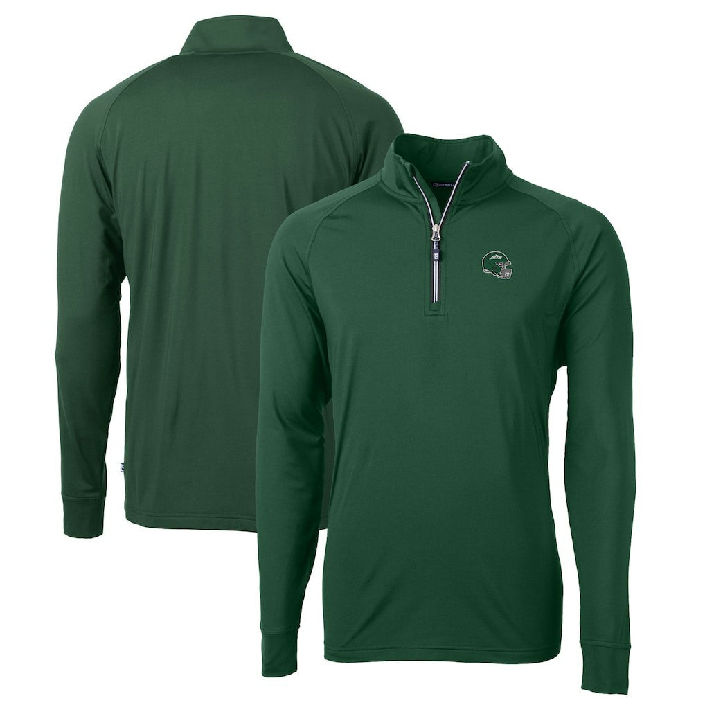 New York Jets  Cutter & Buck Helmet Adapt Eco Knit Stretch Recycled Quarter-Zip Top