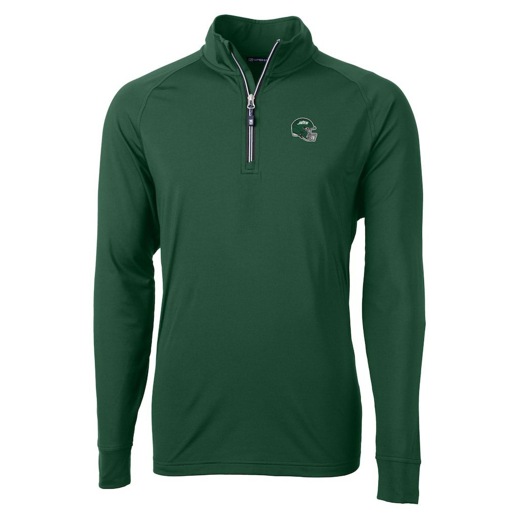 New York Jets  Cutter & Buck Helmet Adapt Eco Knit Stretch Recycled Quarter-Zip Top