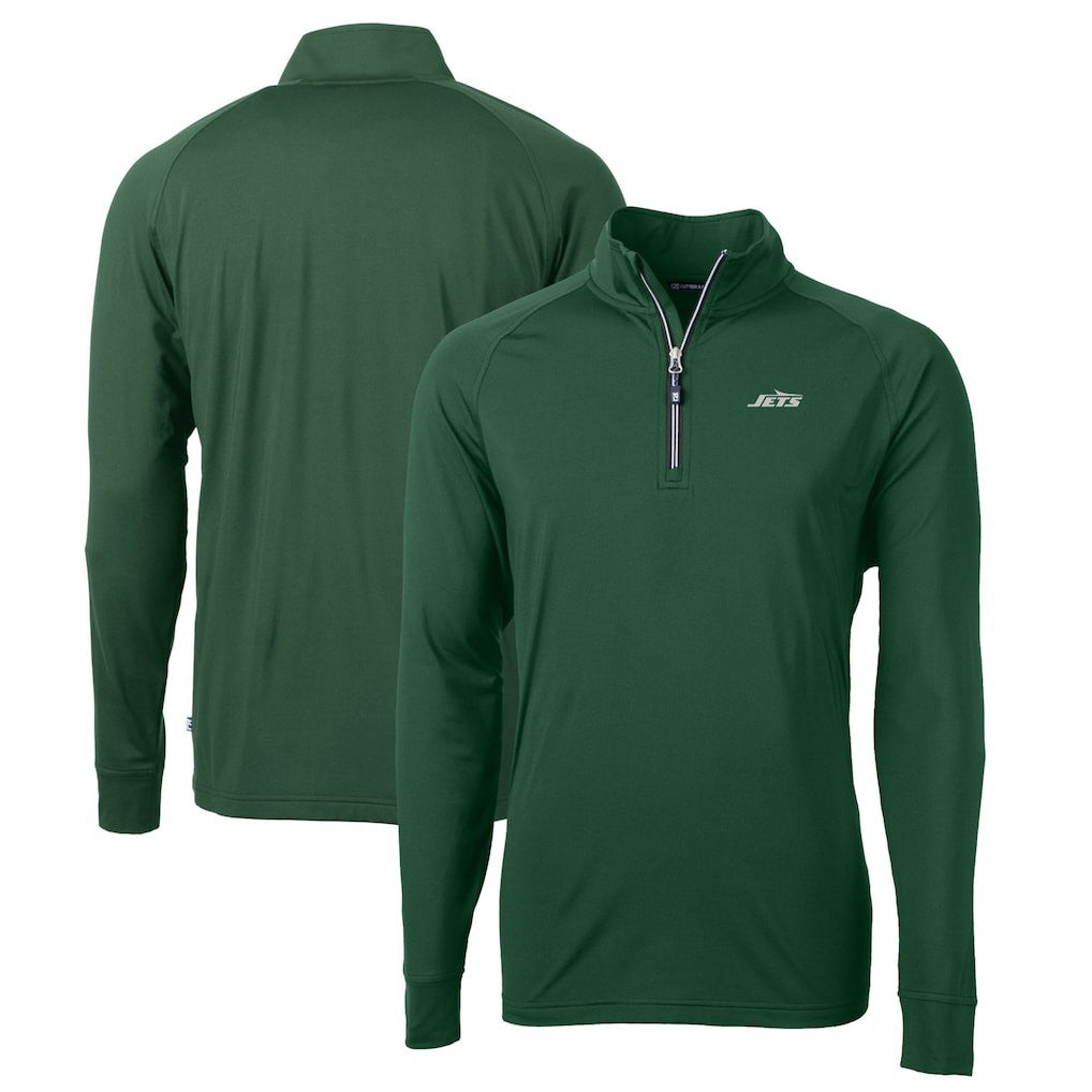 New York Jets  Cutter & Buck Primary Logo Adapt Eco Knit Stretch Recycled Quarter-Zip Top