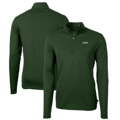 New York Jets  Cutter & Buck Primary Logo Virtue Eco Pique Recycled Quarter-Zip Pullover Top