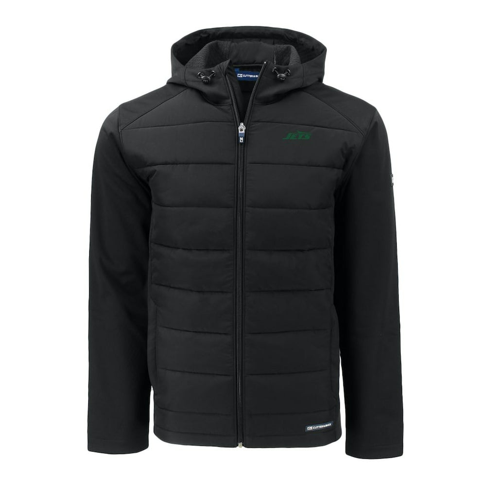 New York Jets  Cutter & Buck Primary Logo Evoke Hybrid Eco Softshell Recycled Full-Zip Hooded Jacket