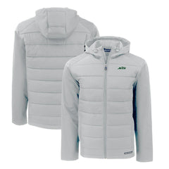New York Jets  Cutter & Buck Primary Logo Evoke Hybrid Eco Softshell Recycled Full-Zip Hooded Jacket