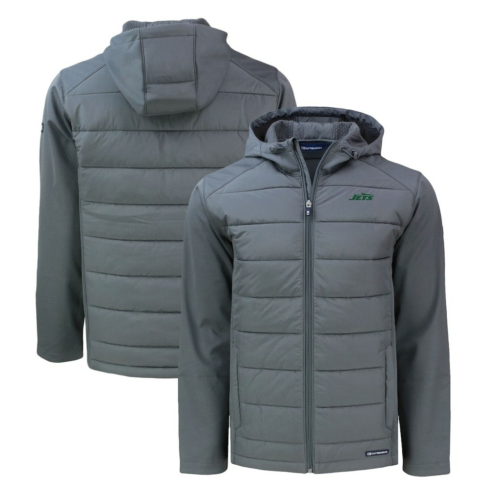 New York Jets  Cutter & Buck Primary Logo Evoke Hybrid Eco Softshell Recycled Full-Zip Hooded Jacket