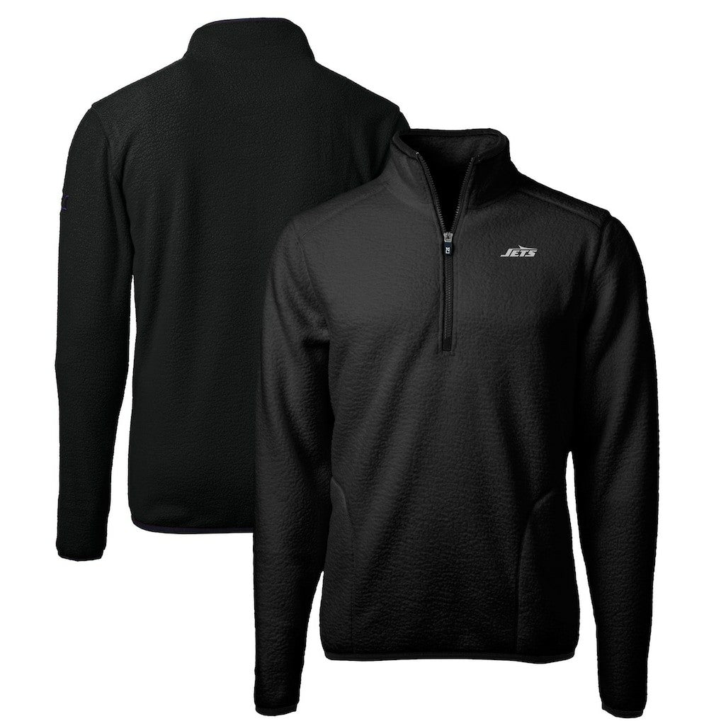 New York Jets  Cutter & Buck Big & Tall Monochromatic Logo Cascade Eco Sherpa Fleece Quarter-Zip Jacket