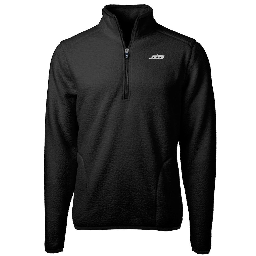 New York Jets  Cutter & Buck Big & Tall Monochromatic Logo Cascade Eco Sherpa Fleece Quarter-Zip Jacket