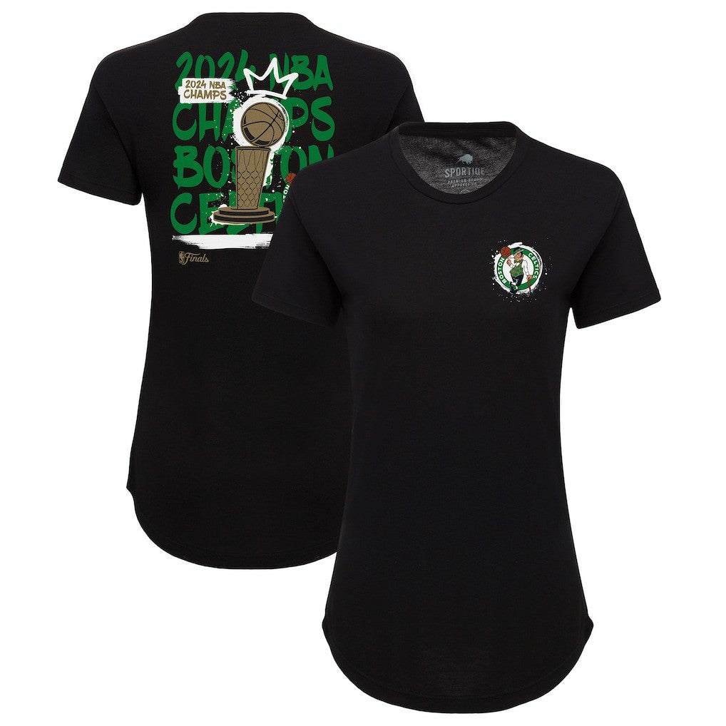 Boston Celtics Sportiqe Women's 2024 NBA Finals Champions King of the Court Phoebe Tri-Blend T-Shirt New