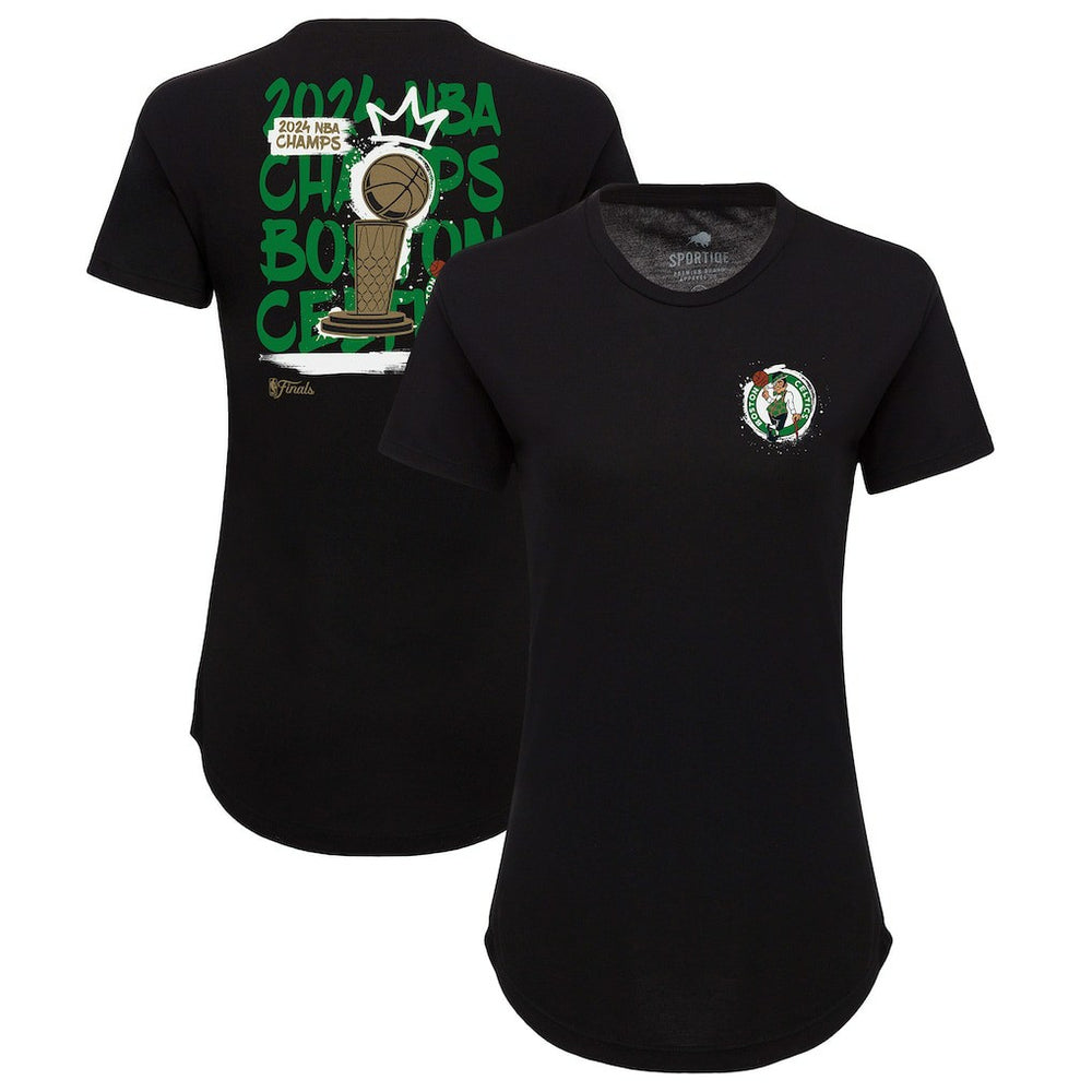 Boston Celtics Sportiqe Women's 2024 NBA Finals Champions King of the Court Phoebe Tri-Blend T-Shirt New