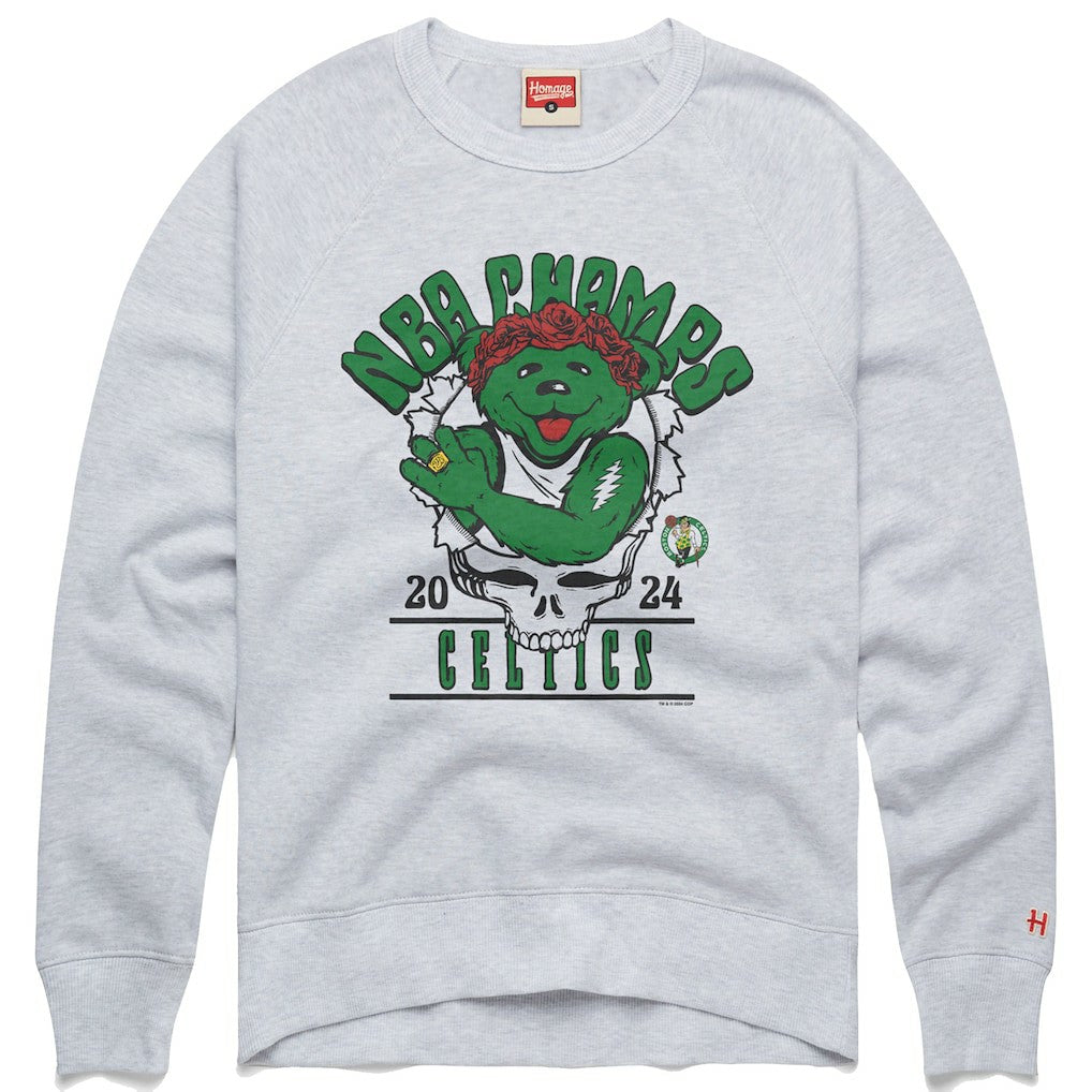 Boston Celtics Homage Unisex 2024 NBA Finals Champions Grateful Dead Tri-Blend Pullover Sweatshirt Outlet