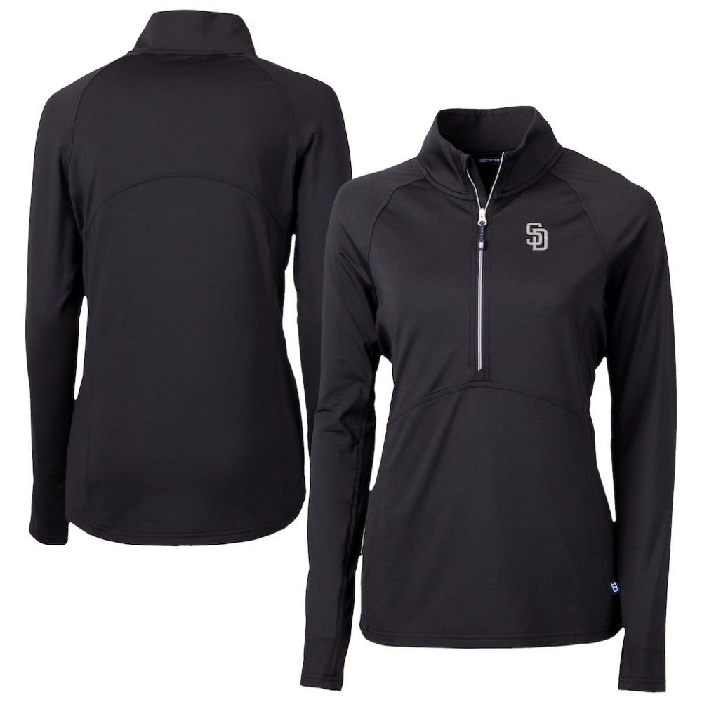 San Diego Padres Cutter & Buck Women's Adapt Eco Knit Stretch Recycled Half-Zip DryTec Top | MLB Discount