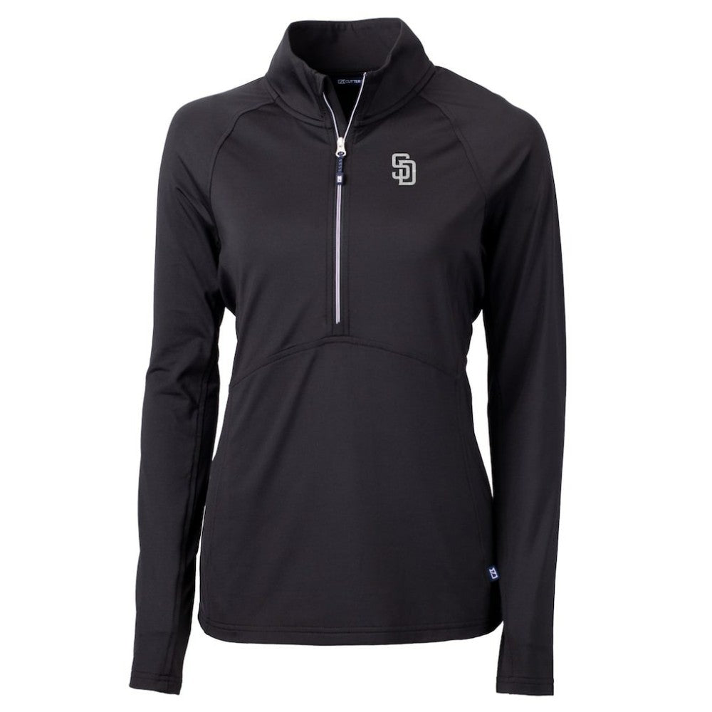 San Diego Padres Cutter & Buck Women's Adapt Eco Knit Stretch Recycled Half-Zip DryTec Top | MLB Discount