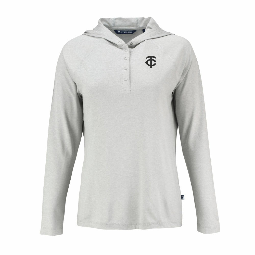 Minnesota Twins Cutter & Buck Women's Coastline Epic Comfort Eco Recycled Raglan Long Sleeve Hoodie T-Shirt | MLB Online
