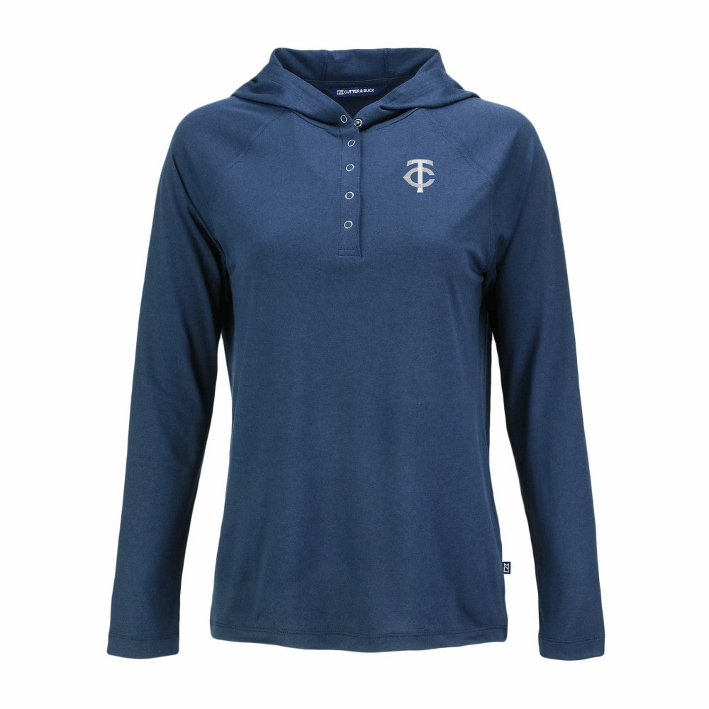 Minnesota Twins Cutter & Buck Women's Coastline Epic Comfort Eco Recycled Raglan Long Sleeve Hoodie T-Shirt | MLB US