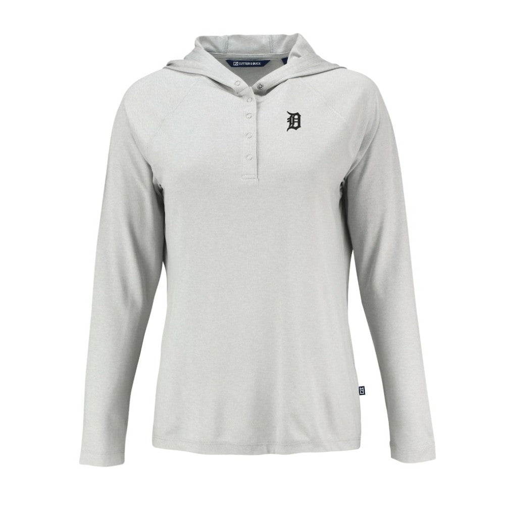 Detroit Tigers Cutter & Buck Women's Coastline Epic Comfort Eco Recycled Raglan Long Sleeve Hoodie T-Shirt | MLB US