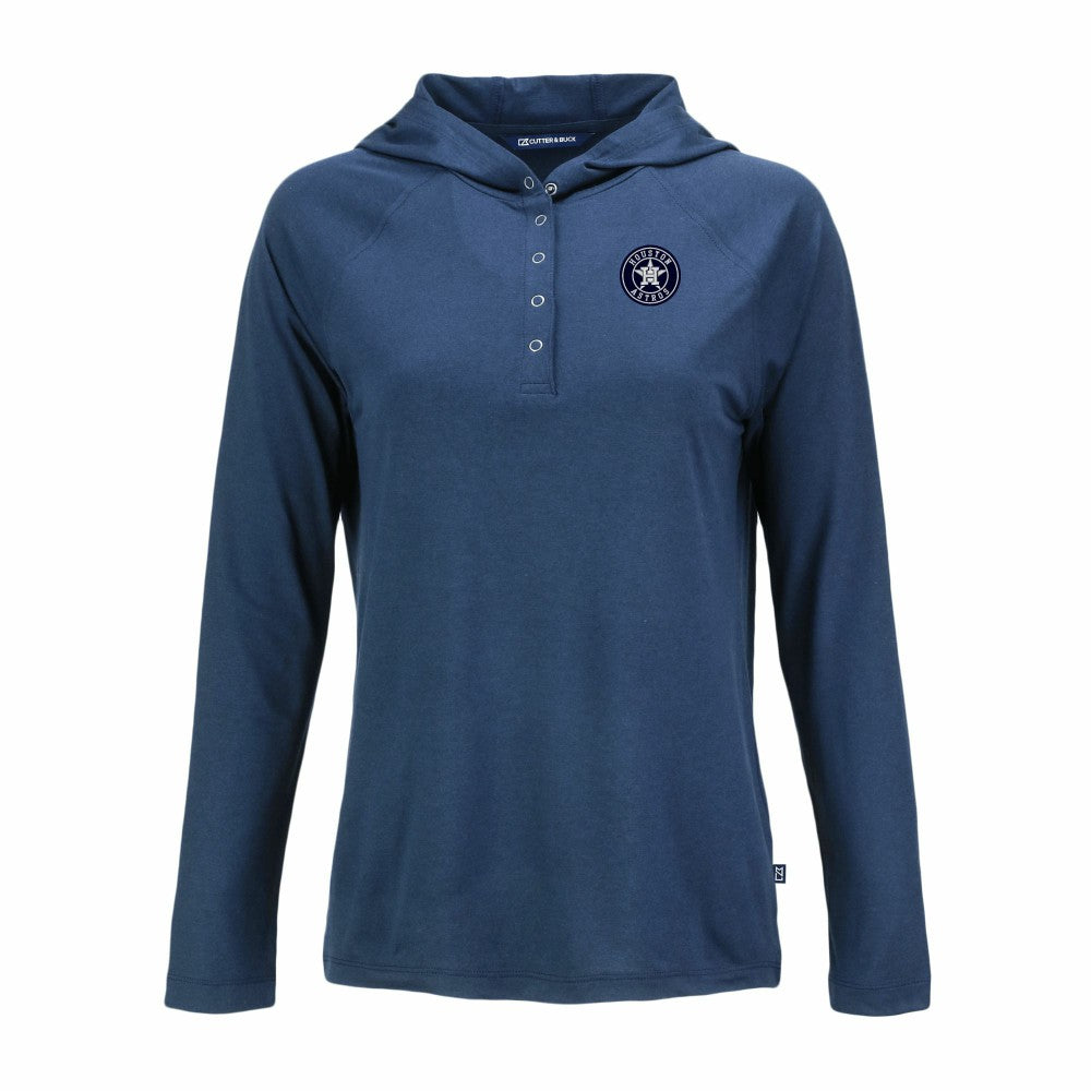 Houston Astros Cutter & Buck Women's Coastline Epic Comfort Eco Recycled Raglan Long Sleeve Hoodie T-Shirt | MLB Outlet