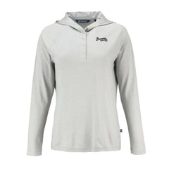 Atlanta Braves Cutter & Buck Women's Coastline Epic Comfort Eco Recycled Raglan Long Sleeve Hoodie T-Shirt | MLB US