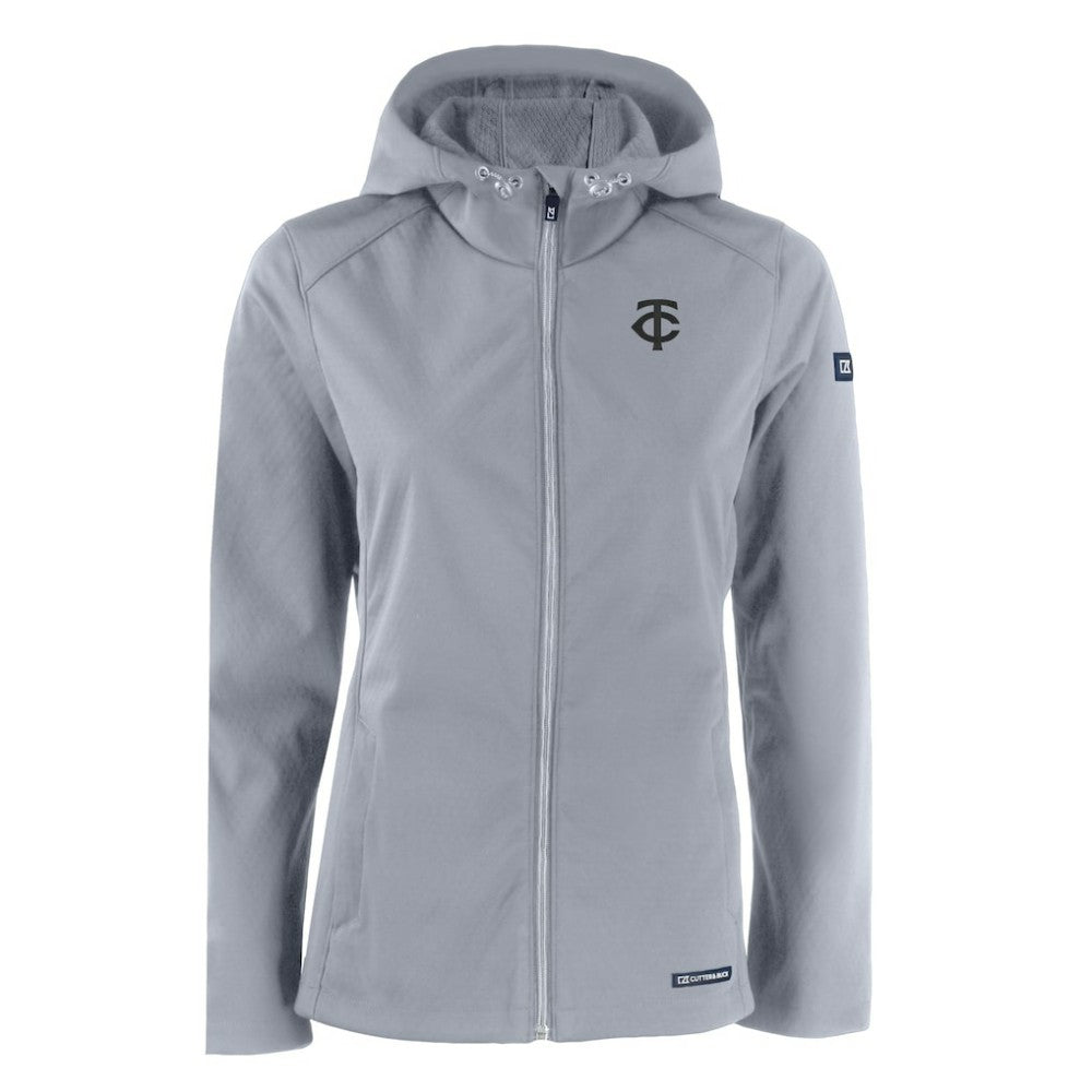 Minnesota Twins Cutter & Buck Women's Evoke Eco Softshell Recycled Full-Zip Hoodie Jacket | MLB For sale