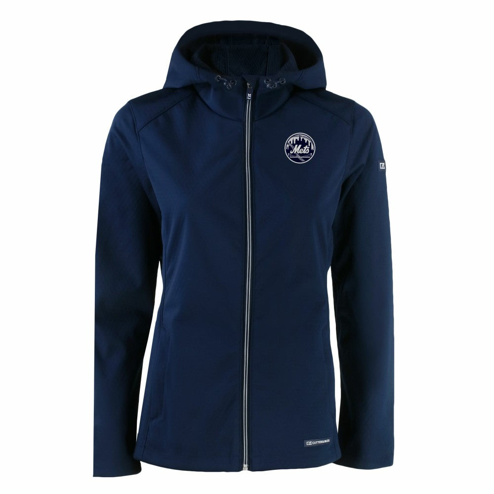 New York Mets Cutter & Buck Women's Evoke Eco Softshell Recycled Full-Zip Hoodie Jacket | MLB Sale
