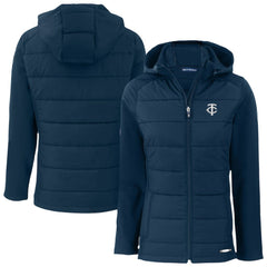 Minnesota Twins Cutter & Buck Women's Evoke Hybrid Eco Softshell Recycled Full-Zip Hooded Jacket | MLB New