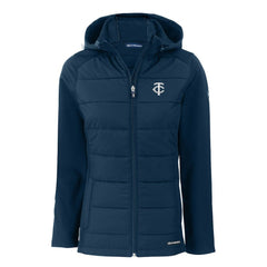 Minnesota Twins Cutter & Buck Women's Evoke Hybrid Eco Softshell Recycled Full-Zip Hooded Jacket | MLB New