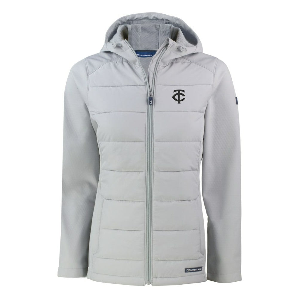 Minnesota Twins Cutter & Buck Women's Evoke Hybrid Eco Softshell Recycled Full-Zip Hooded Jacket | MLB US
