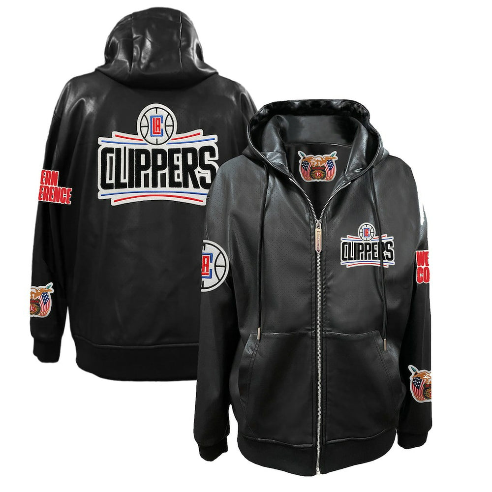 LA Clippers Jeff Hamilton Vegan Leather Full-Zip Hoodie Discount