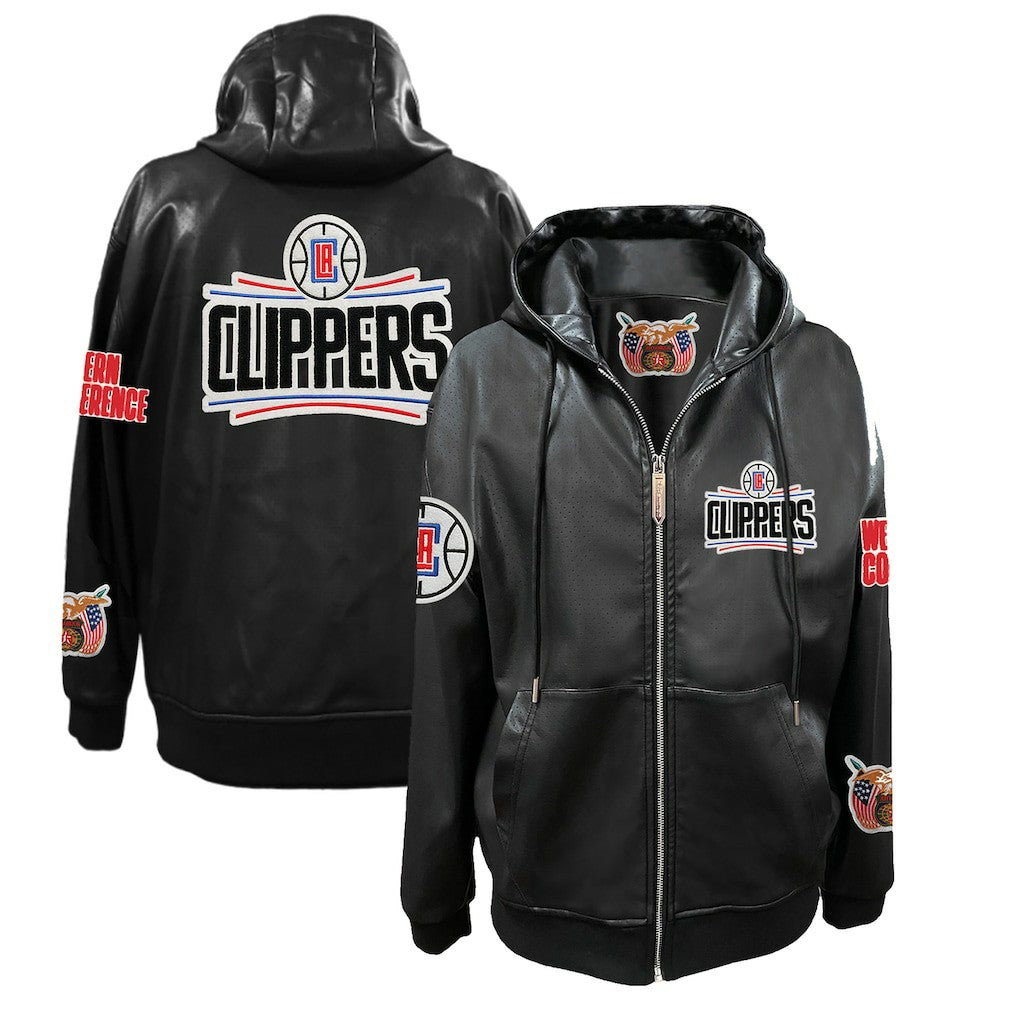 LA Clippers Jeff Hamilton Vegan Leather Full-Zip Hoodie Discount