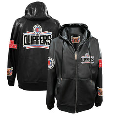 LA Clippers Jeff Hamilton Vegan Leather Full-Zip Hoodie Discount