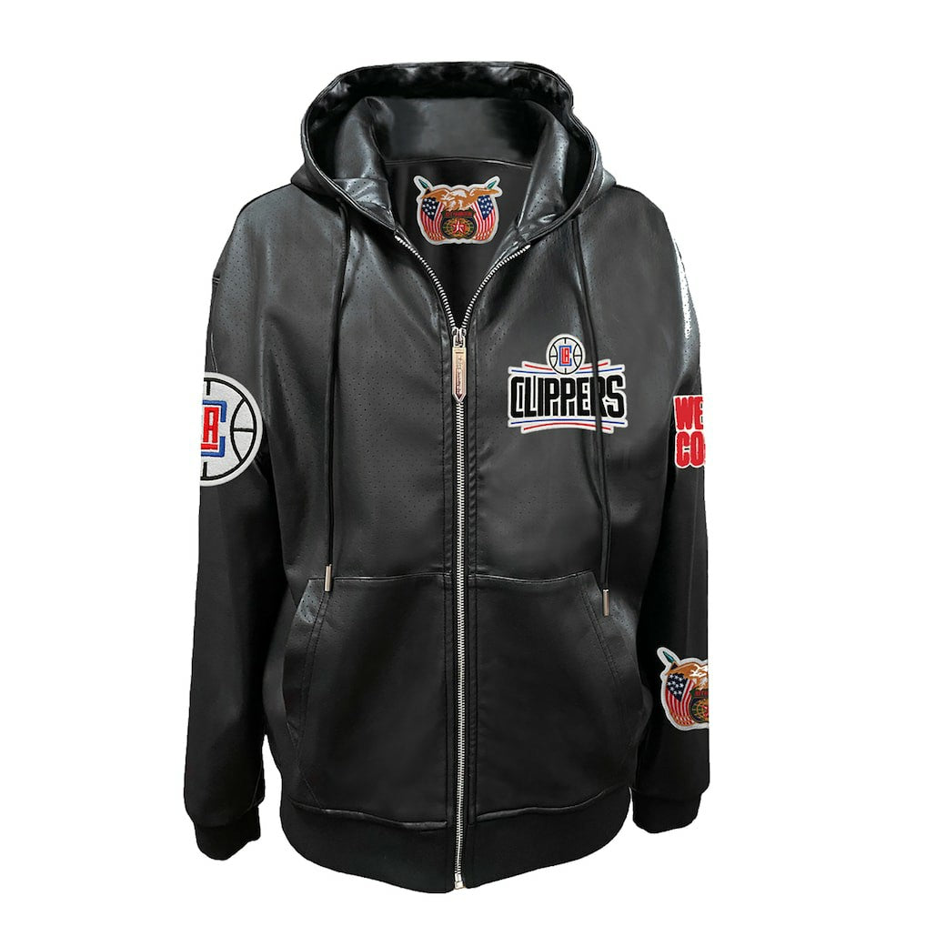 LA Clippers Jeff Hamilton Vegan Leather Full-Zip Hoodie Discount