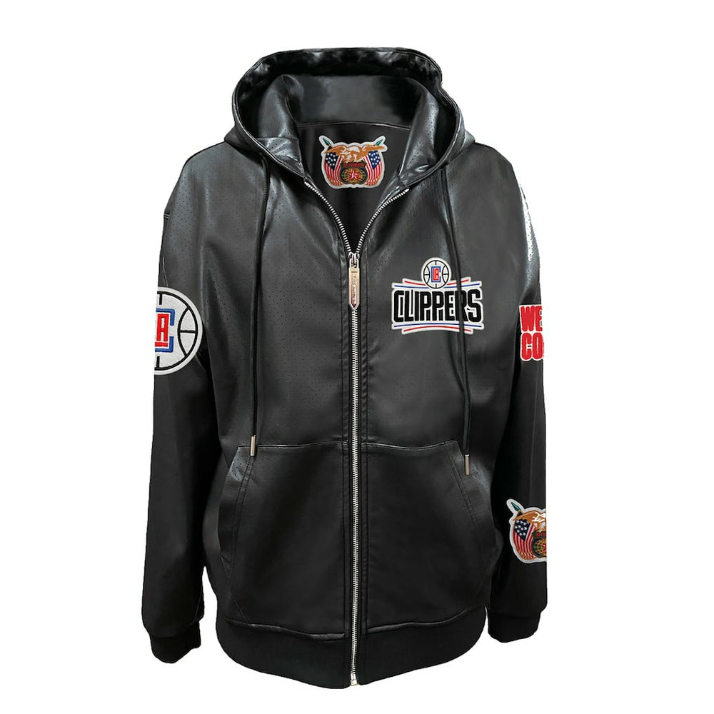 LA Clippers Jeff Hamilton Vegan Leather Full-Zip Hoodie Discount