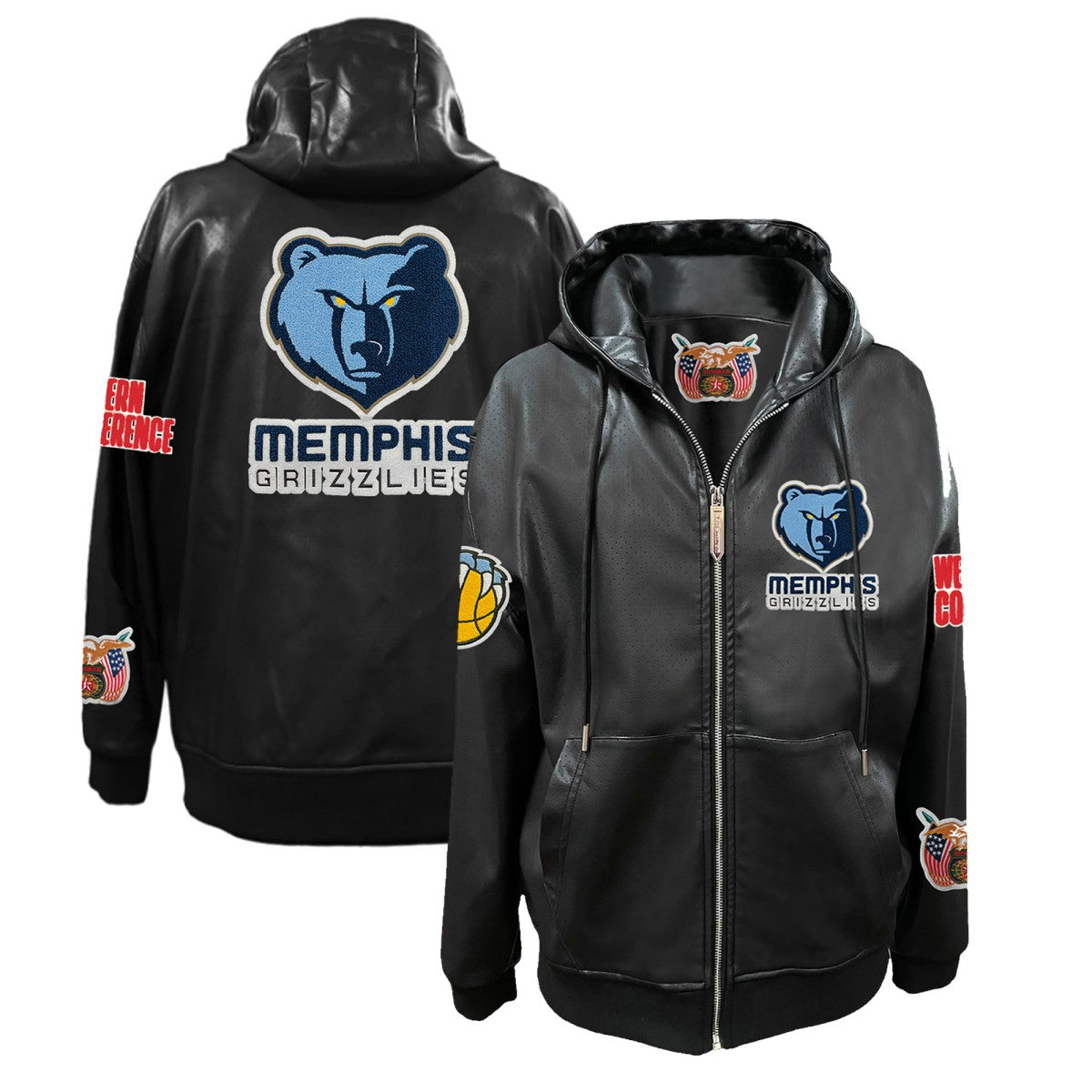Memphis Grizzlies Jeff Hamilton Vegan Leather Full-Zip Hoodie Outlet