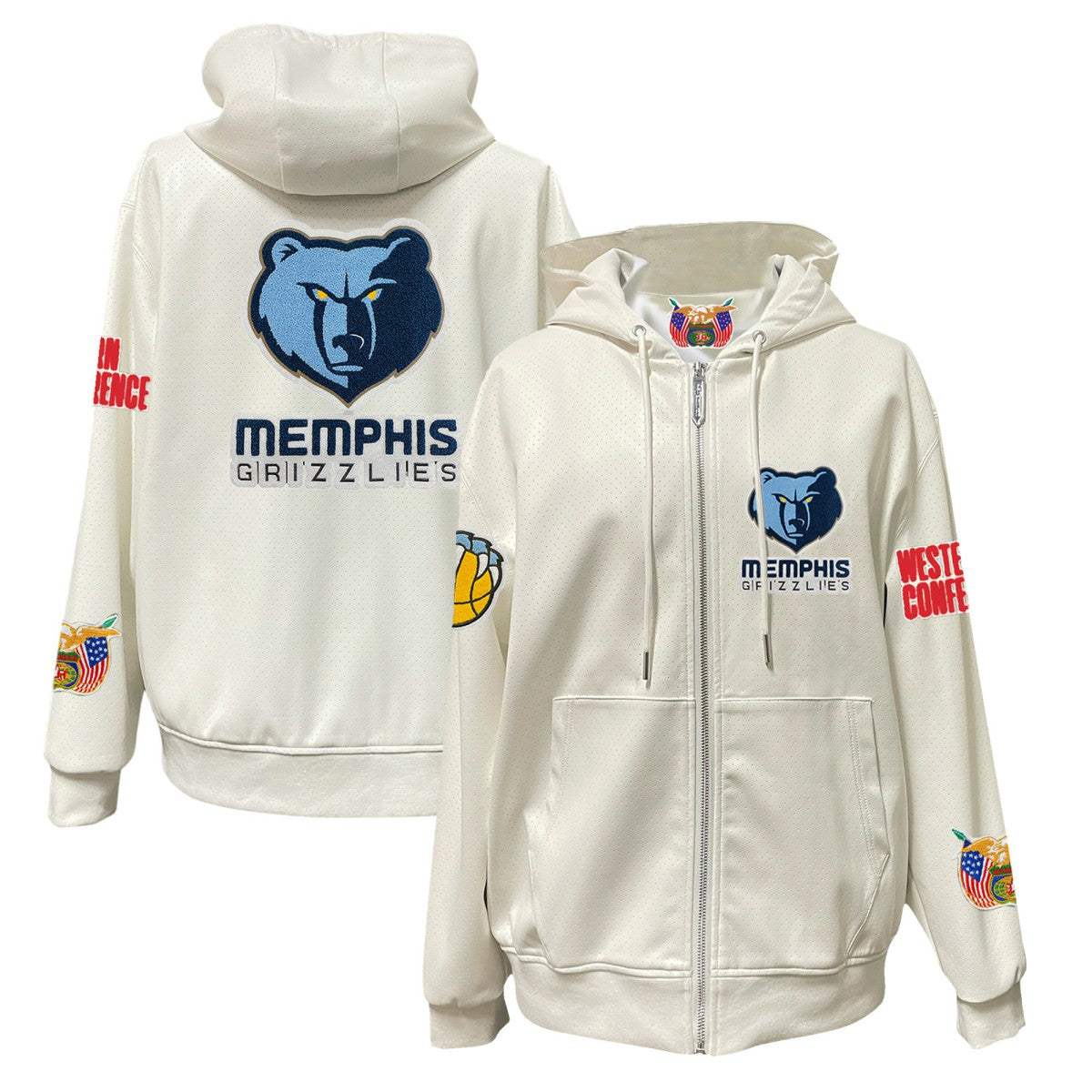Memphis Grizzlies Jeff Hamilton Vegan Leather Full-Zip Hoodie New