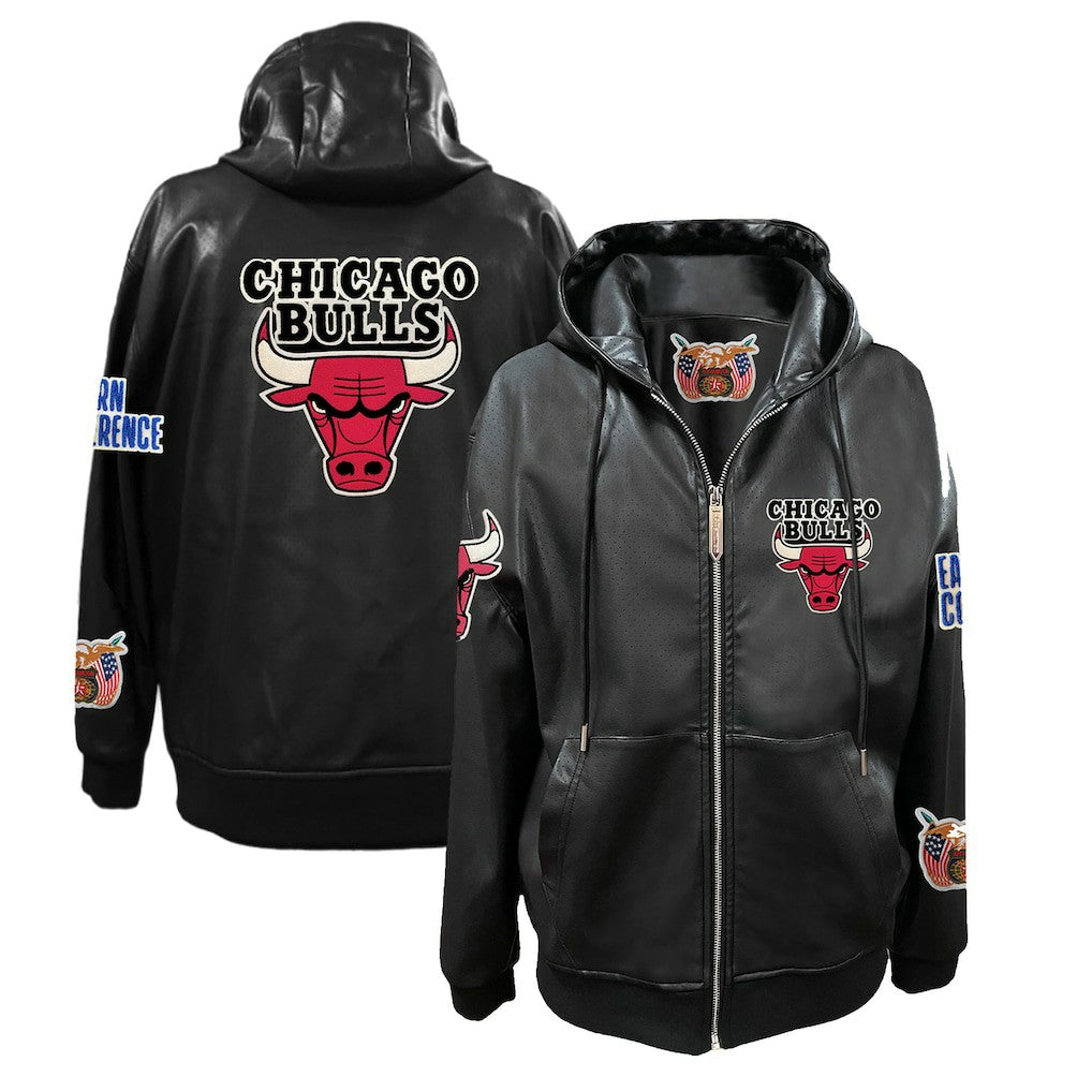 Chicago Bulls Jeff Hamilton Vegan Leather Full-Zip Hoodie Online