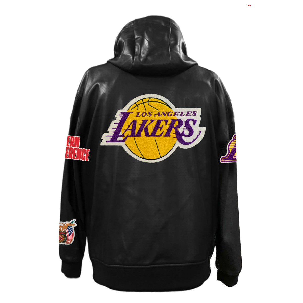 Los Angeles Lakers Jeff Hamilton Vegan Leather Full-Zip Hoodie New