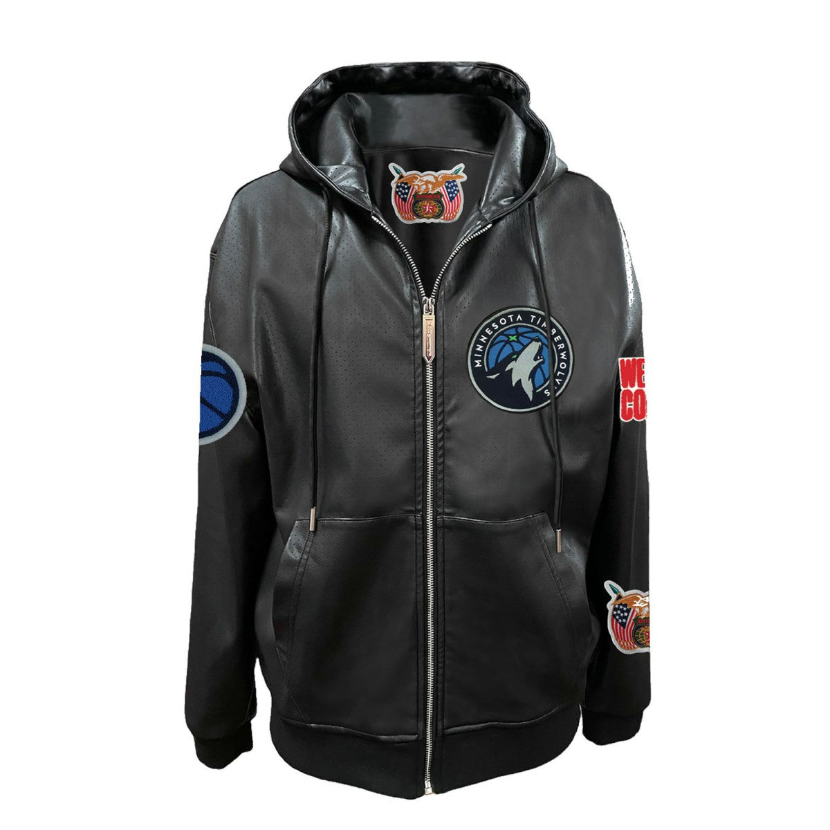 Minnesota Timberwolves Jeff Hamilton Vegan Leather Full-Zip Hoodie Discount