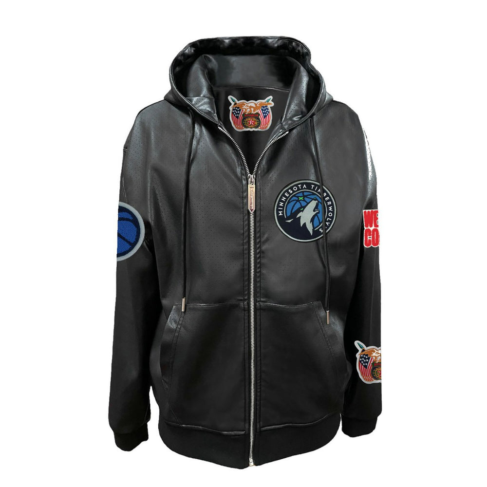 Minnesota Timberwolves Jeff Hamilton Vegan Leather Full-Zip Hoodie Discount
