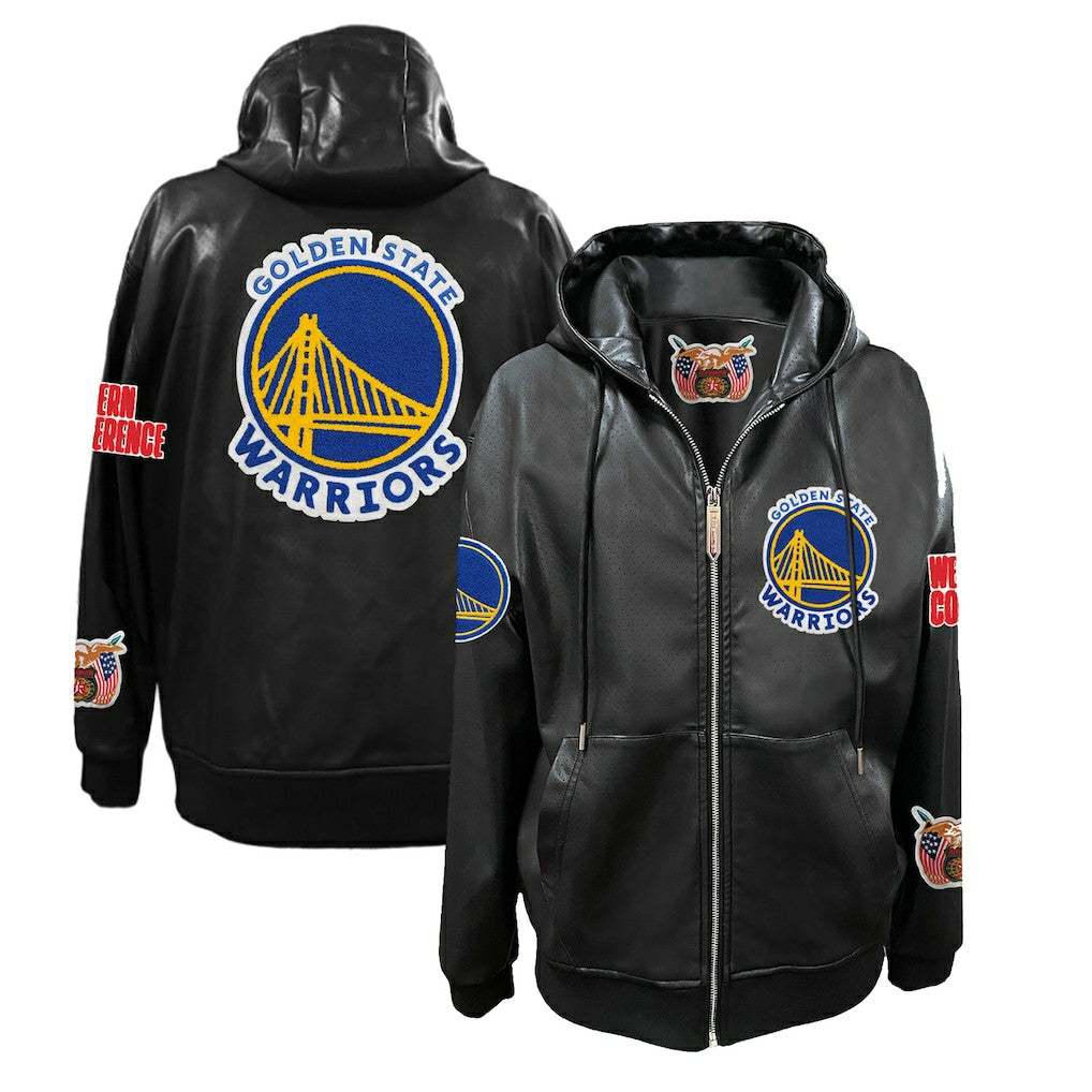 Golden State Warriors Jeff Hamilton Vegan Leather Full-Zip Hoodie sale Discount