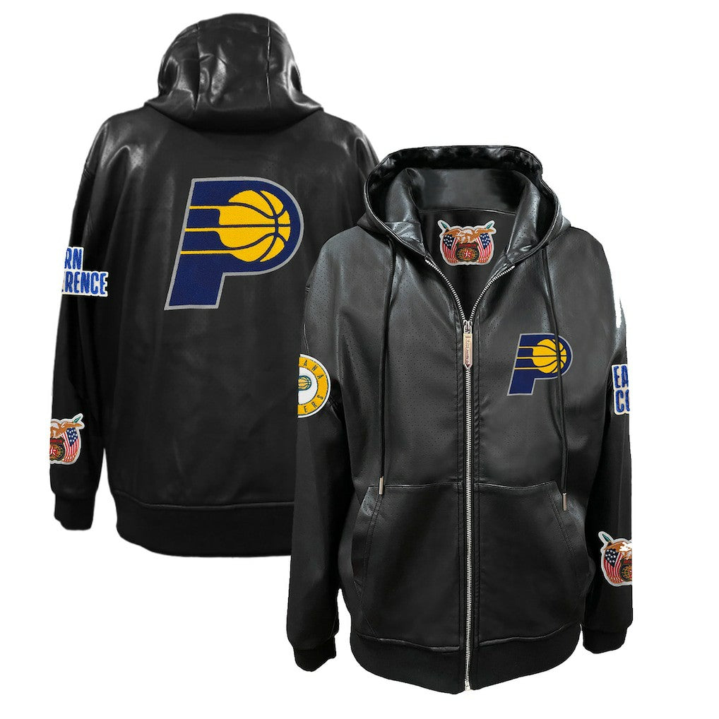 Indiana Pacers Jeff Hamilton Vegan Leather Full-Zip Hoodie On Sale
