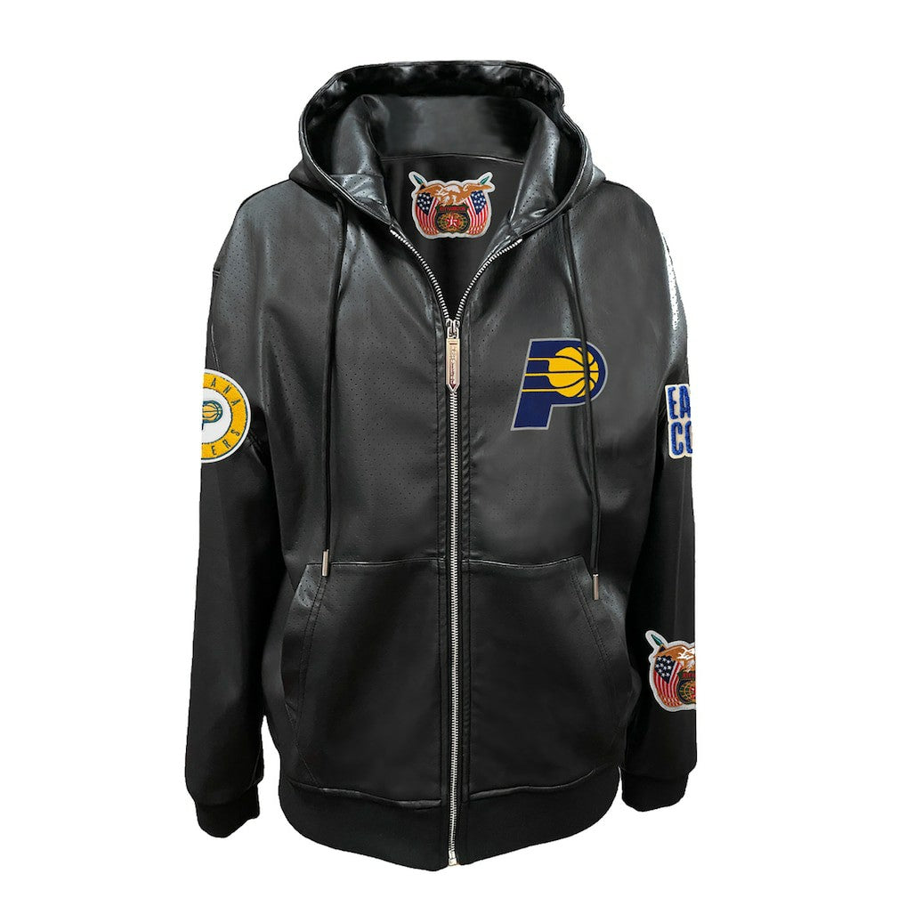 Indiana Pacers Jeff Hamilton Vegan Leather Full-Zip Hoodie On Sale