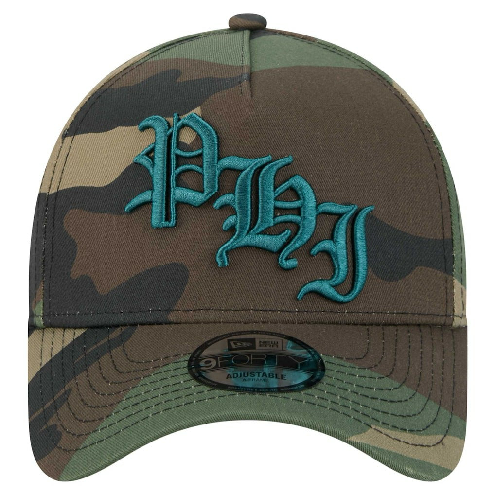 Philadelphia Eagles New Era Mystic Camo A-Frame 9FORTY Adjustable Hat