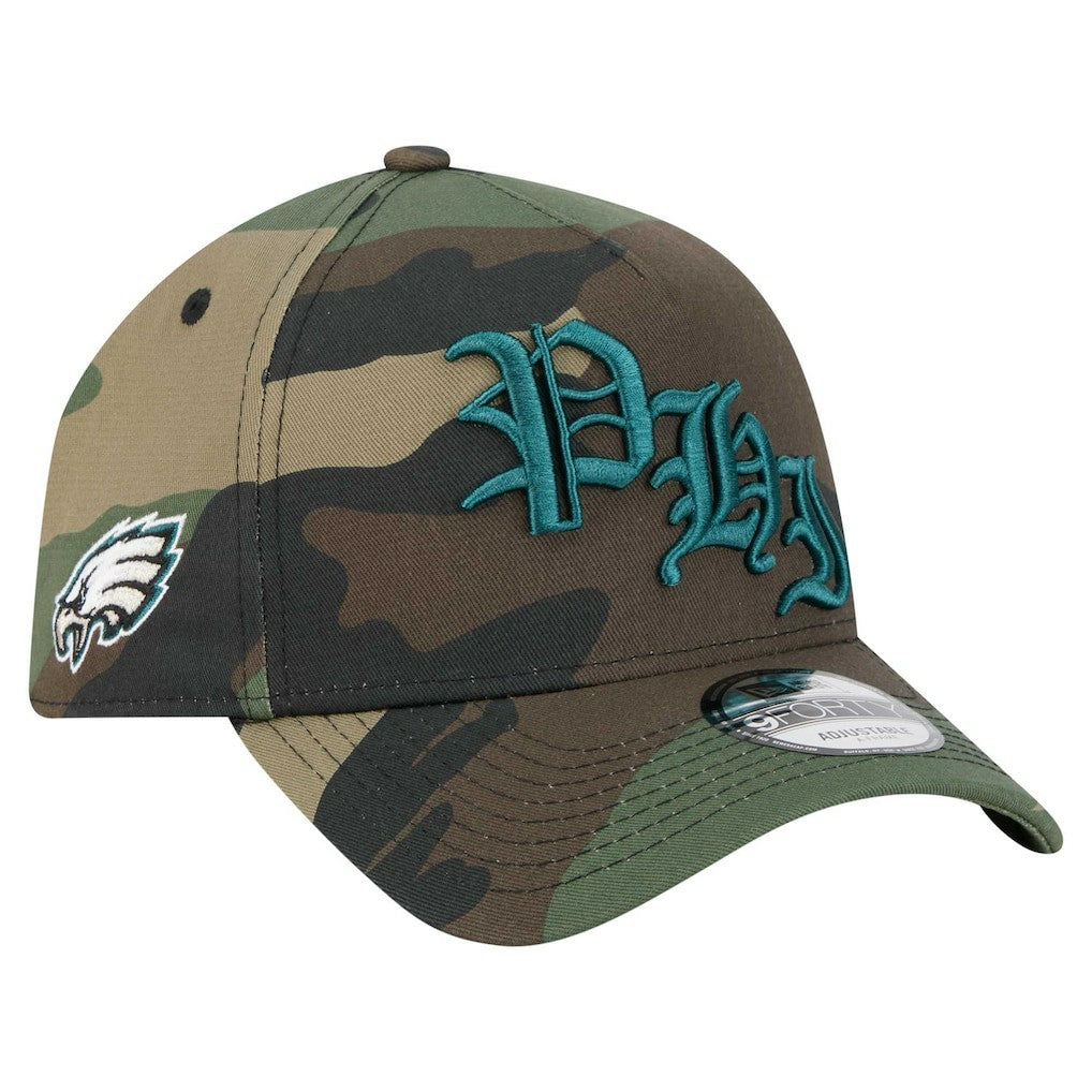 Philadelphia Eagles New Era Mystic Camo A-Frame 9FORTY Adjustable Hat