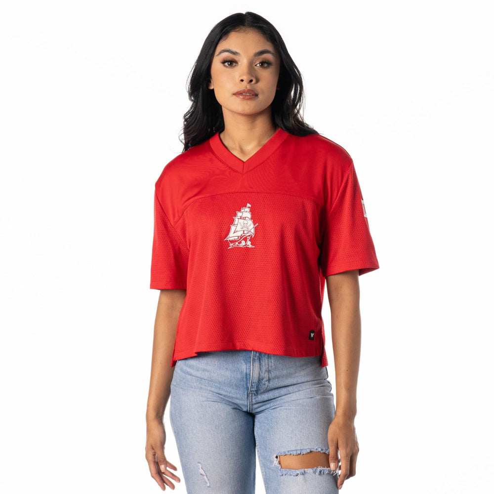 Tampa Bay Buccaneers  The Wild Collective Women's Alternate V-Neck Fashion Jersey T-Shirt