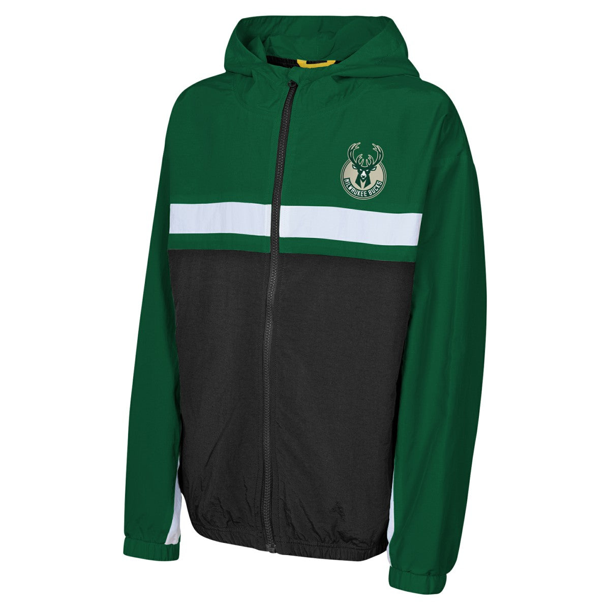 Milwaukee Bucks Youth Headliner Windbreaker Full-Zip Hoodie Jacket New