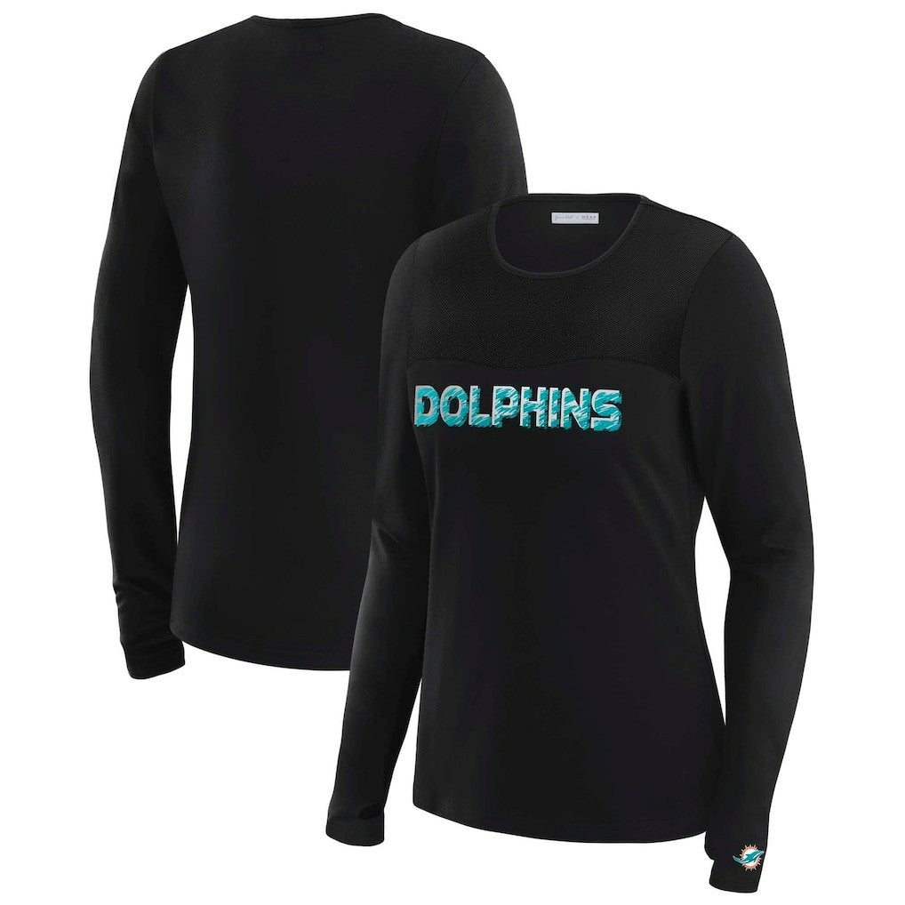 Miami Dolphins  WEAR by Erin Andrews x Gracie Hunt Women's Mesh Panel Long Sleeve T-Shirt