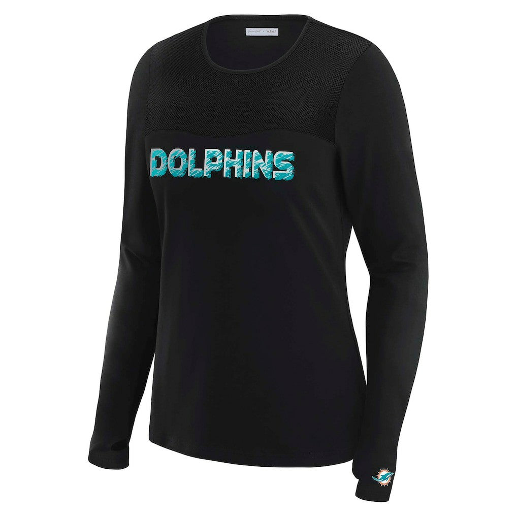 Miami Dolphins  WEAR by Erin Andrews x Gracie Hunt Women's Mesh Panel Long Sleeve T-Shirt