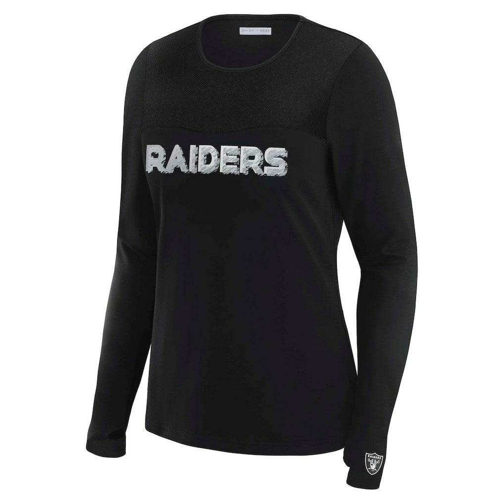 Las Vegas Raiders  WEAR by Erin Andrews x Gracie Hunt Women's Mesh Panel Long Sleeve T-Shirt